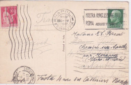 1933 -   2 TIMBRES DIFFERENTS PAYS - 1 FRANÇAIS ET 1 ITALIANE  AU DOS D UNE CPA - NAPOLI - NAPLES - ITALIE - ITALIA - Non Classés