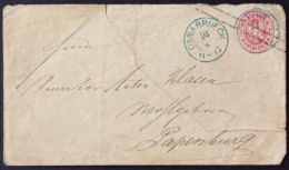 Ganzsache, Umschlag Von Preußen, Poststempel Osnabrück Nach Papenburg (Rechteckstempel Auf Rückseite) Beschädigt ! - Postal  Stationery