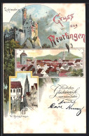 Lithographie Reutlingen, Teilansicht, Lichtenstein, Wilhelmstrasse  - Reutlingen