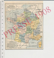 Petite Carte Géographique France 1908 Divisions Militaires Régions Corps D'Armée Brest Arrondissement Maritime Toulon - Autres & Non Classés