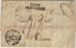 Lac De MULHOUSE Pour ROME Marque De Passage PONT BEAUVOISIN  21/6/1837 - Entry Postmarks