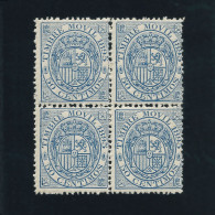 España 1895 — TIMBRE MOVIL 50 Cts — 4 Sellos Fiscales En Bloque, Nuevos ** MNH - Revenue Stamps