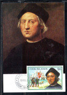 COOK ISLANDS ISOLE 1992 DISCOVERY OF AMERICA COLUMBUS CRISTOFORO COLOMBO 6$ MAXI MAXIMUM CARD - Islas Cook