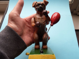 Old BOXING DOG Hond / Chien / Perro / Hund ** R A R E ** CAST IRON FONTE GIETIJZER ( +/- 1.5 Kg. / H 18 Cm. ) - Altri & Non Classificati