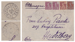 LETTRE. INDOCHINE. 9 SEPT 1910. LANGSON A HANOI ET HANOI A HAIPHONG. POUR HEIDELBERG ALLEMAGNE - Lettres & Documents