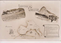 GIBRALTAR - Map Of Region And Views - RPPC - Cartes Géographiques