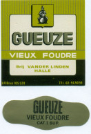 Oud Etiket Bier Gueuze Vieux Foudre - Brouwerij / Brasserie Van Der Linden Te Halle - Bière