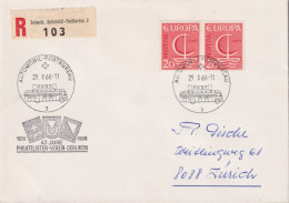 1966 Schweiz R-Brief, Zum:CH 443, Mi:CH 843, EUROPA Boot, 40 Jahre Philatelisten-Verein Oerlikon - Cartas & Documentos