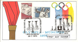 GRECE GREECE JO JEUX OLYMPIQUES OLYMPIC GAMES OLYMPIADE OG OLYMPISCHE SPIELE FDC MUNCHEN MUNICH DEESSE FLAMME - Sommer 1972: München