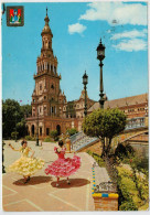 SEVILLA   PLAZA  DE  ESPAGNA  BAILLANDO  SEVILLANAS             (VIAGGIATA) - Sevilla (Siviglia)