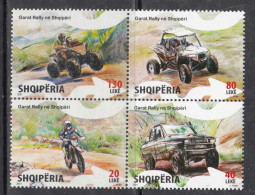 2021 Albania Garat Rally Motorcycles Pickup Trucks  Complete Block Of 4 MNH @ BELOW FACE VALUE - Albanië