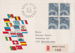 1967 Schweiz R-Brief, Zum:CH 448, Mi:CH 850, EUROPA, Zahnräder, Flaggen - Lettres & Documents