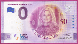 0-Euro PEBJ 2021-1 KONINGIN MÁXIMA - 50 JAAR - Essais Privés / Non-officiels