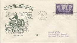 États-Unis FDC 1946 493 Tennessee Statehood Jackson Capitole Nashville Sevier Chevaux - 1941-1950