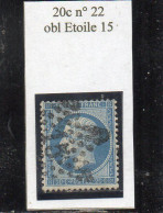 Paris - N° 22 Obl étoile 15 - 1862 Napoléon III.