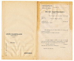 Feuille 11 X 18 Isère GRENOBLE Lycée Champollion Imprimé "Devoir Supplémentaire" Qui était Envoyé Aux Parents D'élève * - Grenoble