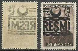 Turkey; 1955 Official Stamp 75 K. "Abklatsch Overprint ERROR" - Official Stamps