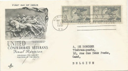 États-Unis FDC 1951 549 Paire Vétérans United Confederate Veterans Final Reunion Chevaux - 1951-1960
