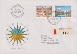 1977 Schweiz R-Brief, Zum:CH 589+590, Mi:CH 1094+1095, EUROPA, St. Ursanne + Sils Baselgia - Cartas & Documentos