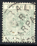 3022,CYPRUS QUEEN VICTORIA 1/2 P. KARPASIA/KARPASHA RURAL POSTMARK. - Cipro (...-1960)