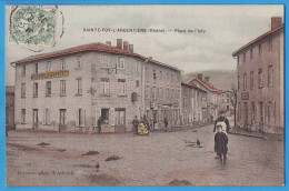 CPA RHONE (69) - SAINTE-FOY-L'ARGENTIERE - PLACE DE L'ISLE - HOTEL POSTE GRANJON - Autres & Non Classés