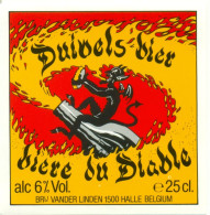 Oud Etiket Bier Duivels Bier - Bière Du Diable- Brouwerij / Brasserie Van Der Linden Te Halle - Birra