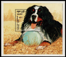 Kambodscha/Cambodia 1990, Hunderassen/Races De Chiens/Dog Breeds: Bernhardiner/Saint Bernard, MiNr. 1134 Block 175 - Hunde