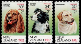 New Zealand 1982, Hunde/Chiens/Dogs: Labrador, Collie, Cocker Spaniel, MiNr. 849C-851C - Perros