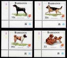 Barbados 1997, Races De Chiens/Dog Breeds: Doberman, German Shepherd Dog, Akita Inu, Irish Setter, MiNr. 914-917 - Hunde