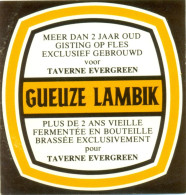 Oud Etiket Bier Gueuze Lambik Gebrouwd Voor Taverne Evergreen - Brouwerij / Brasserie Van Der Linden Te Halle - Birra