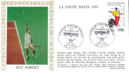 TENNIS LA COUPE DAVIS A LYON 1991 - Cachets Commémoratifs