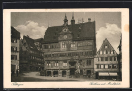 AK Tübingen, Rathaus Mit Marktplatz  - Tübingen