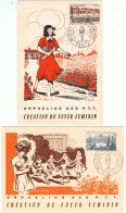 1956 / Orphelins Des P.T.T./ Création Du Foyer Féminin / Lot 2 Cartes - Cachets Commémoratifs