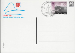 Schweiz Postkarte P 342 Briefmarkenausstellung LUGANO 2011, ESSt LUGANO - Entiers Postaux