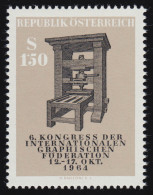 1175 Kongr. Int. Graphisch. Föderation, Alte Druckerpresse, Inschrift, 1.50 S ** - Neufs