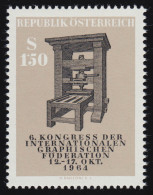 1175 Kongr. Int. Graphisch. Föderation, Alte Druckerpresse, Inschrift, 1.50 S ** - Ongebruikt