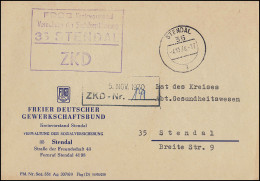 ZKD-Ortsbrief FDGB Kreisvorstand Verwaltung Sozialversicherung STENDAL 4.11.70 - Autres & Non Classés