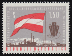1132 Bundeskongress Des ÖGB, Fahne /Landkarte Öst. + ÖGB + Fabrik, 1.50 S, ** - Unused Stamps