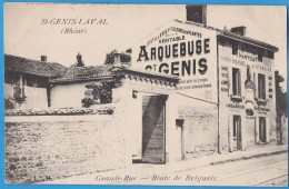 CPA RHONE (69) - SAINT-GENIS-LAVAL - GRANDE RUE - ROUTE DE BRIGNAIS - DISTILLERIE ARQUEBUSE - Autres & Non Classés