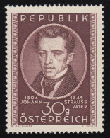 942 100. Todestag, Johann Strauß (Vater) (1804 - 1849), 30 G, Postfrisch ** - Nuevos