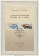 ETB 02/1986 Sport, Schwimmen, Springreiten - 1er Día – FDC (hojas)