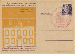 Marx FDC-Sonderpostkarte Bruckergang Gelbliches Papier ESSt TRIER 5.5.1947 - Renania-Palatinato