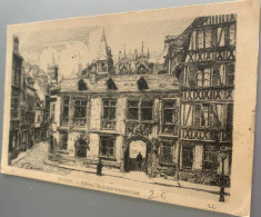 76 Rouen Dessin Hotel Bourgtheroulde Par F.Devois -ed LL 14 - Rouen