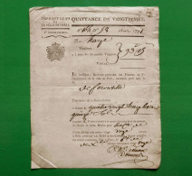 D-FR Révolution 1791 Quittance De Vingtièmes Ville De PARIS - Documents Historiques