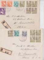 Kerns Obwalden Lettre Reocmmandée Timbre Pour Somerville Boston Usa Einschreiben Brief Briefmarke Lot De 2 Lettres 1937 - Lettres & Documents