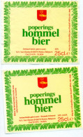 2 Verschillende Oude Etiketten Bier Poperings Hommer Bier 25 Cl. - Brouwerij / Brasserie Van Eecke Te Watou - Birra