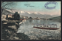 AK Tegernsee, Ortsansicht Mit Wallberg, Fährboot  - Tegernsee