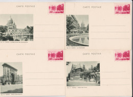 France Entier Postal Neuf Illustré Carte Postale Paris 90c Rouge Lot De 4 Cartes Entiers à Types Spéciaux Grand Lac - Cartoline Postali E Su Commissione Privata TSC (ante 1995)