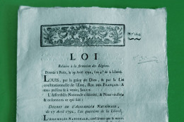 D-FR Révolution 1792 Loi Relative à La Formation Des Légions - Documents Historiques