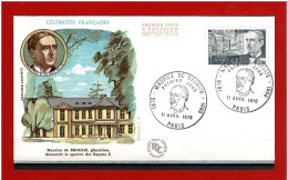 F.D.C - 1970 - N° 1627 - ENVELOPPE  PREMIER JOUR - 11 AVRIL 1970 - PARIS - MAURICE DE BROGLIE - COTE : 2.00 € - 1970-1979